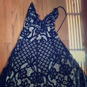Express Black Crochet Romper